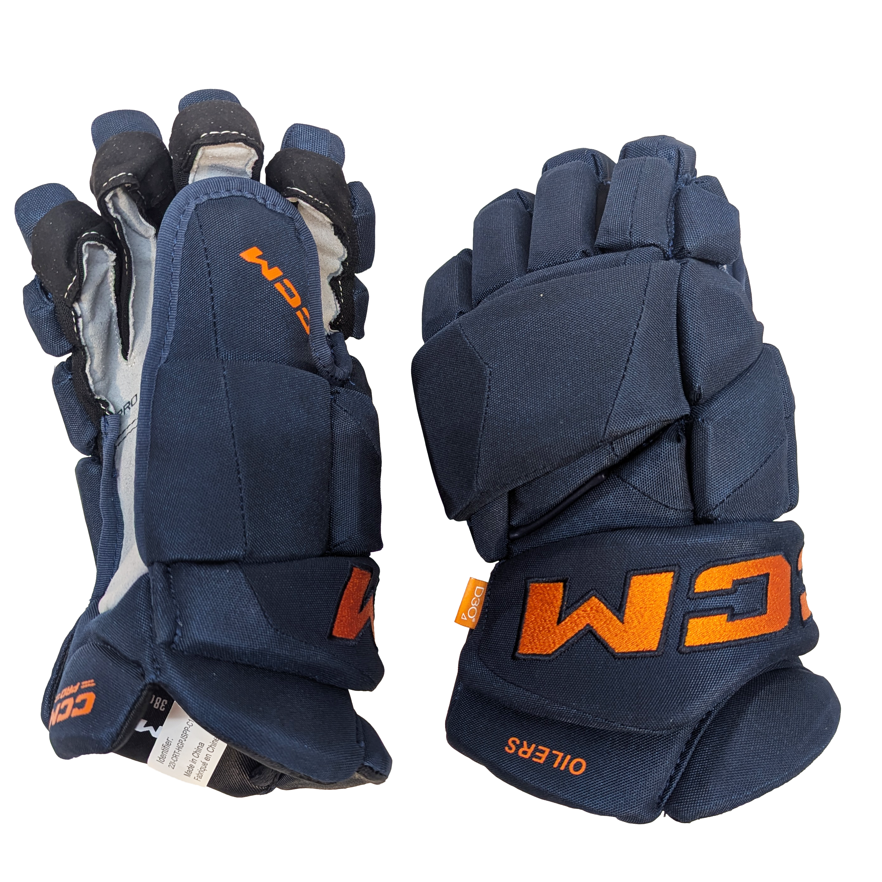 CCM HGJSPP - Gant NHL Pro Stock - Alternatif des Oilers d'Edmonton (bleu marine/orange)